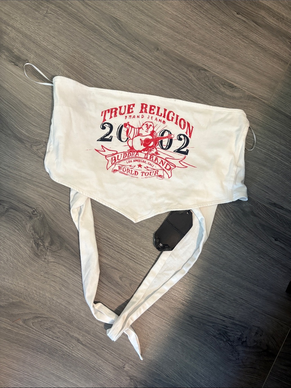 True Religion White Bandana-Style Top with Red and Black Graphic
